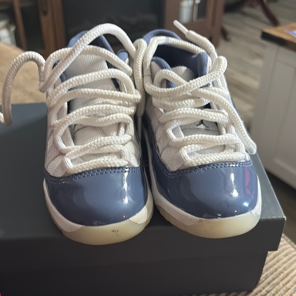 Kids White and Blue Sneakers